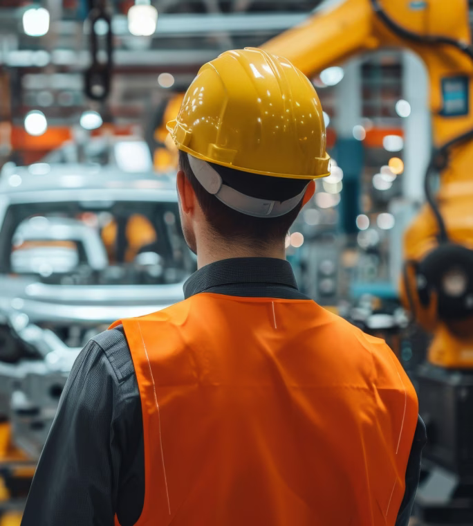 Opérateur supervisant une ligne de production automobile équipée d'un logiciel MES pour piloter la qualité et la traçabilité.